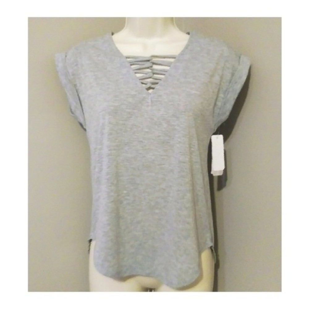 Almost‎ Famous Gray Criss Cross Top
